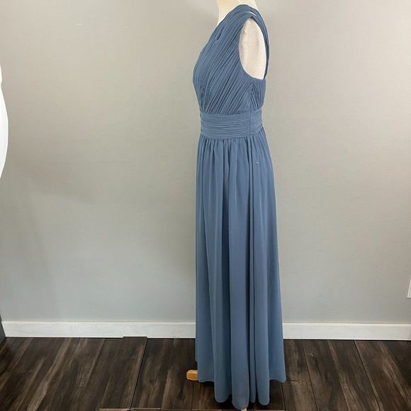 NWOT LEVKOFF Blue One Shoulder Maxi Gown (6) - Picture 5 of 8